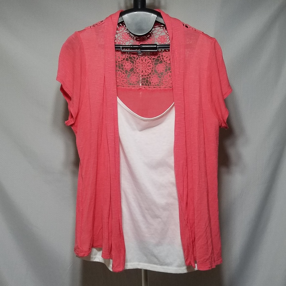 Agenda 2fer1 Lace Back Cutout Shirt Blouse
